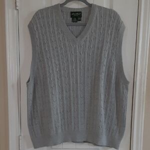Eddie Bauer Golf Gray Cable Knit Vintage V-Neck Sweater Vest